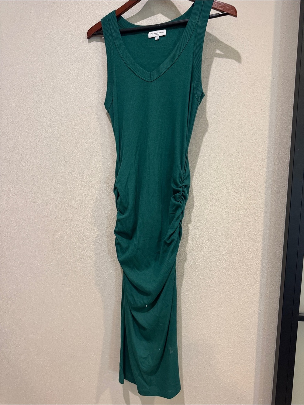 Michael Stars Sleeveless V-Neck Ruched Maxi Dress - Deep Green